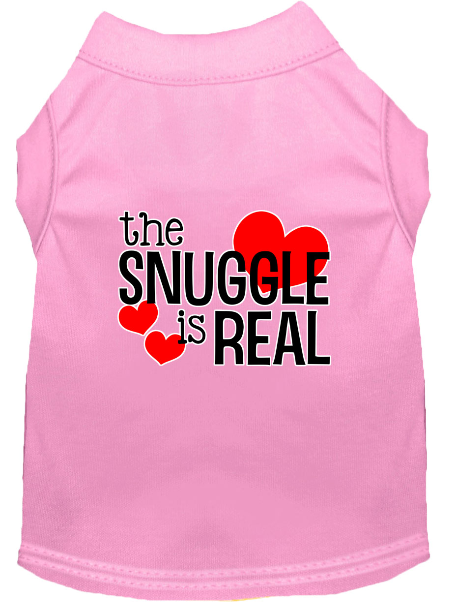 The Snuggle is Real Screen Print Dog Shirt Light Pink XXL